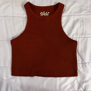 Red racerback crop tank